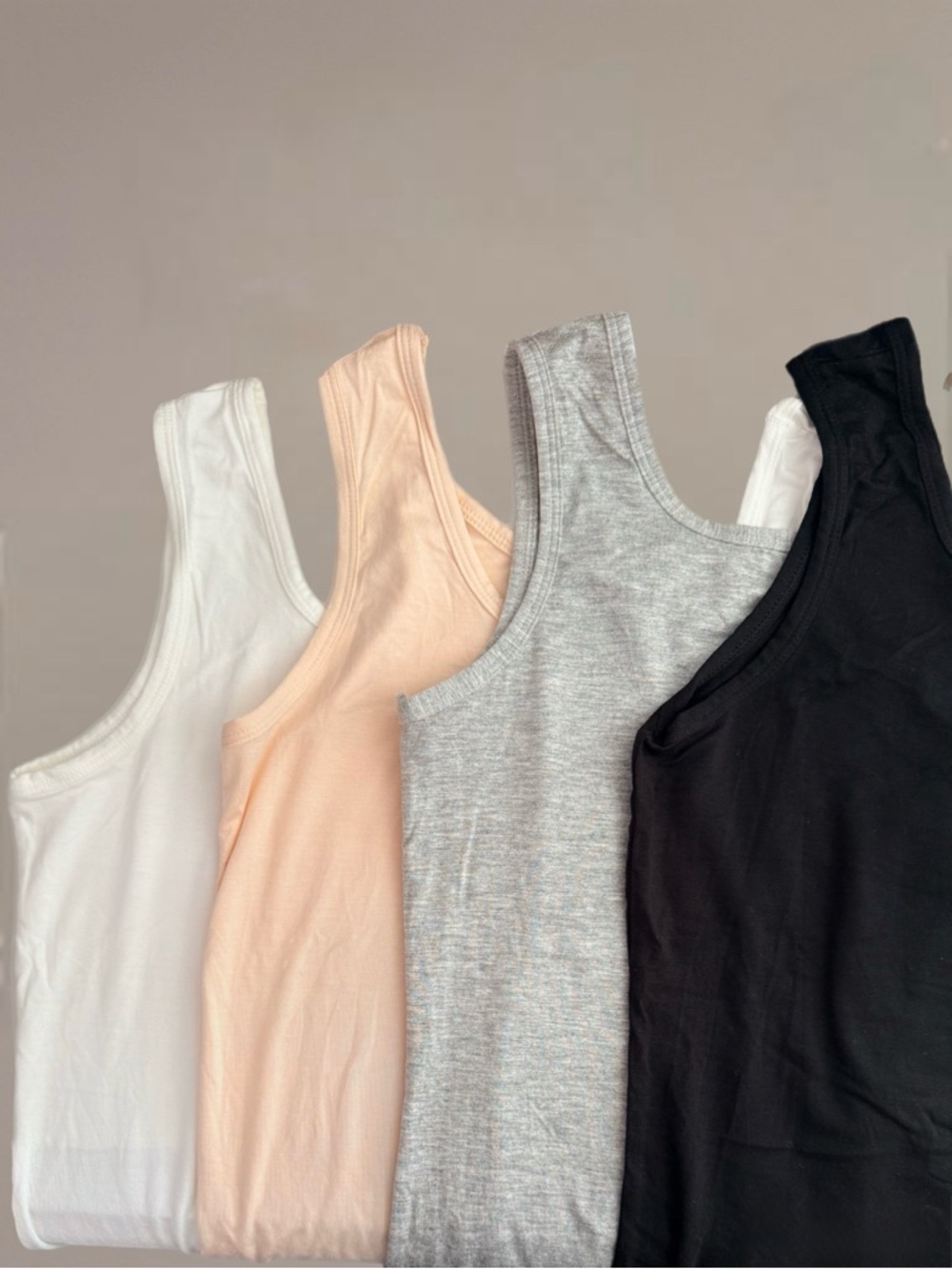 Everyday Ribbed Tank Top - White, Peach, Gray, Black 4 t-shirts in total